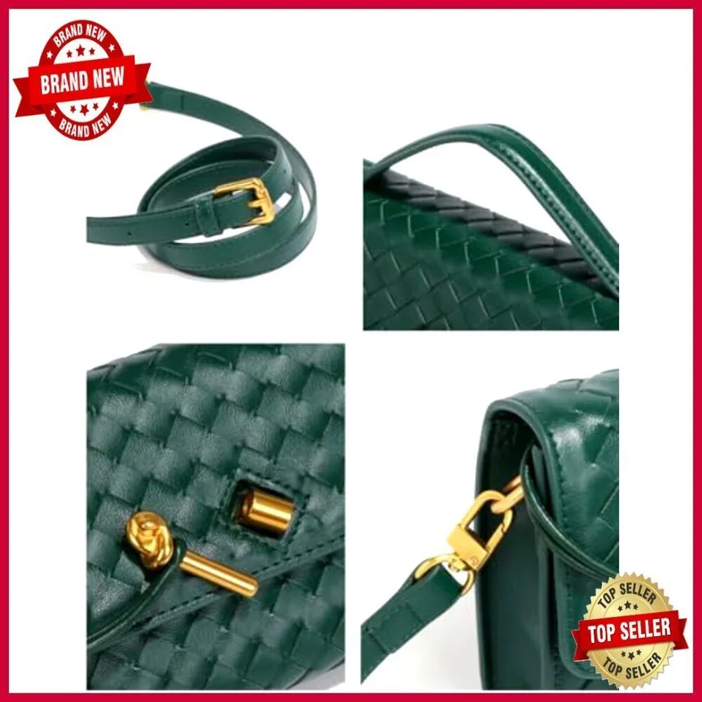 Small PU Leather Woven Satchel Crossbody Shoulder Bag Evening Clutch